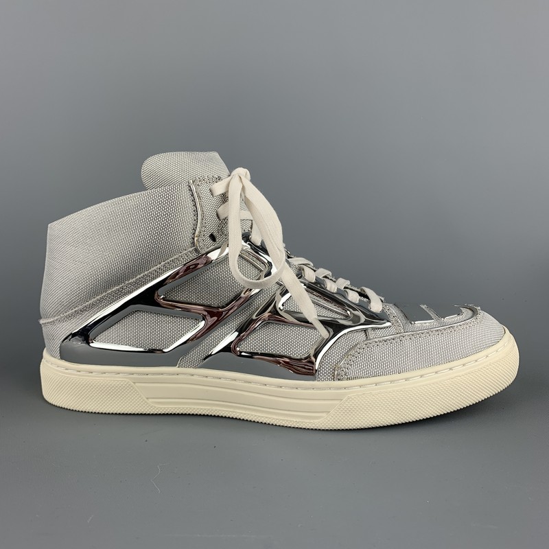 ALEJANDRO INGELMO TRON Size 8 Silver Metallic Canvas High Top Sneakers:  купить с доставкой из США, цена 52 243 руб - (133277956976)