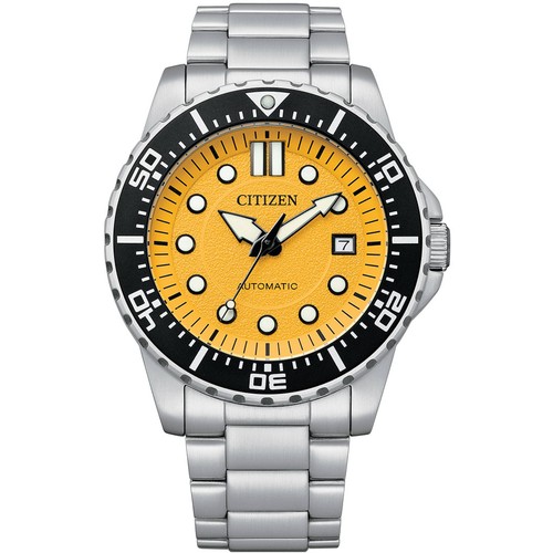 Pre-owned Citizen Men's Watch Urban Mechanical Yellow Dial Silver Tone Bracelet Nj0170-83z