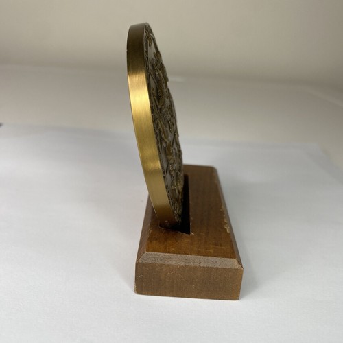 Bronze 3" Carousel Calendar Medal Medallic Art Company 1988 with wooden stand