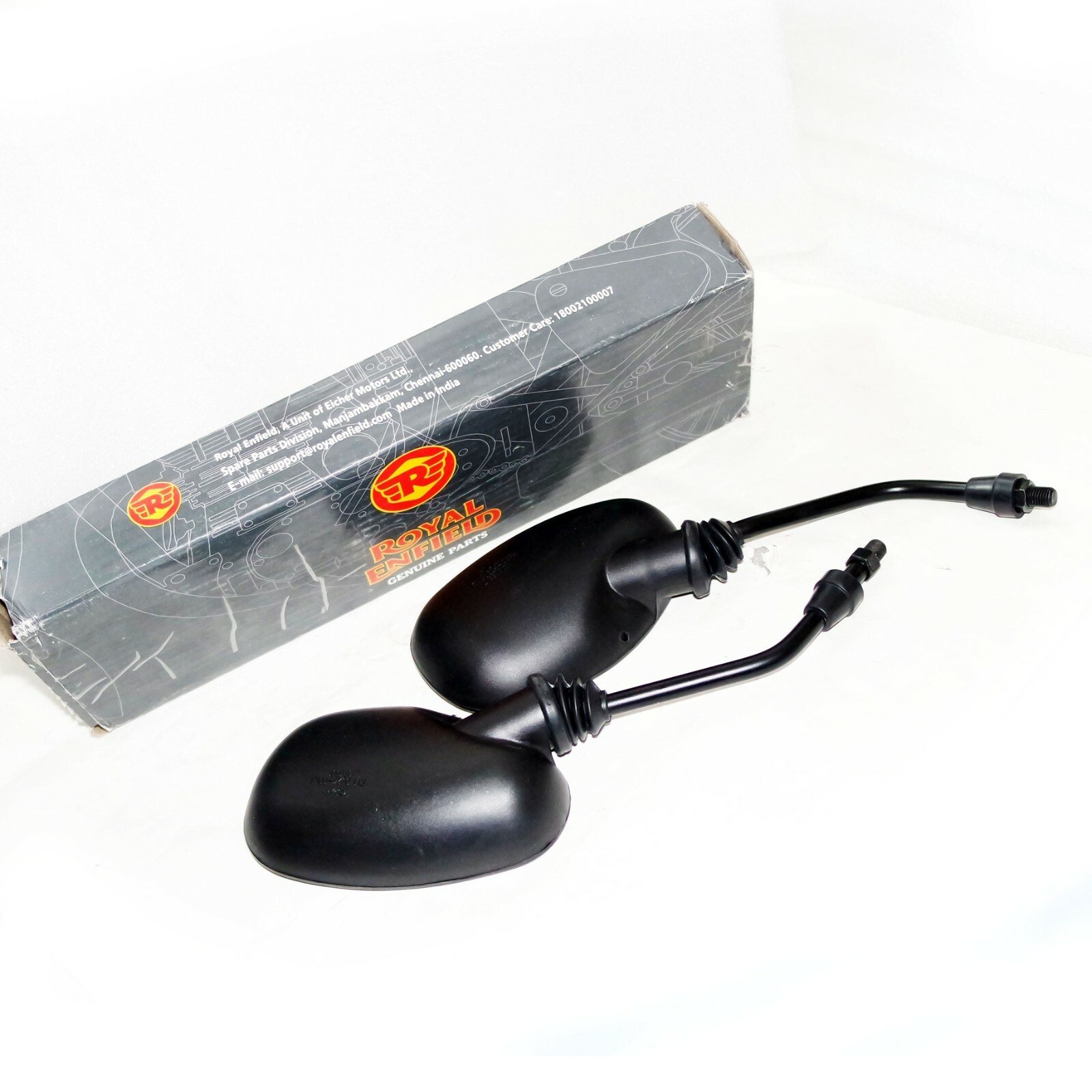 For Royal Enfield Bullet 500cc Thunderbird Rear View Mirror Set Black 888193 