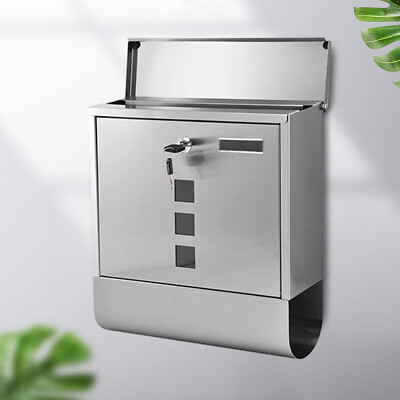  European Mailbox Stainless Steel Wall Mount Locking Letter Box with 2 keys