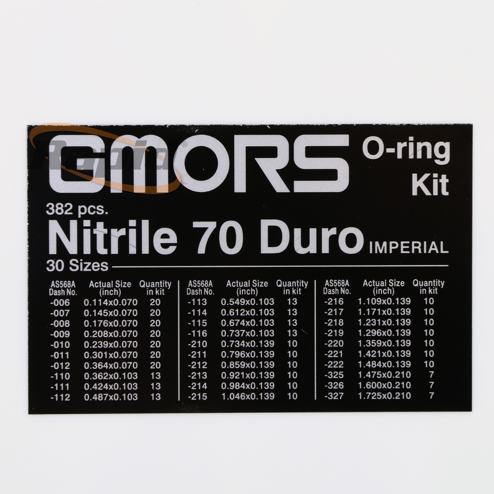 GMORS Nitrile 70 Duro O ring Kit Imperial 70 Duro 382 pcs. 30