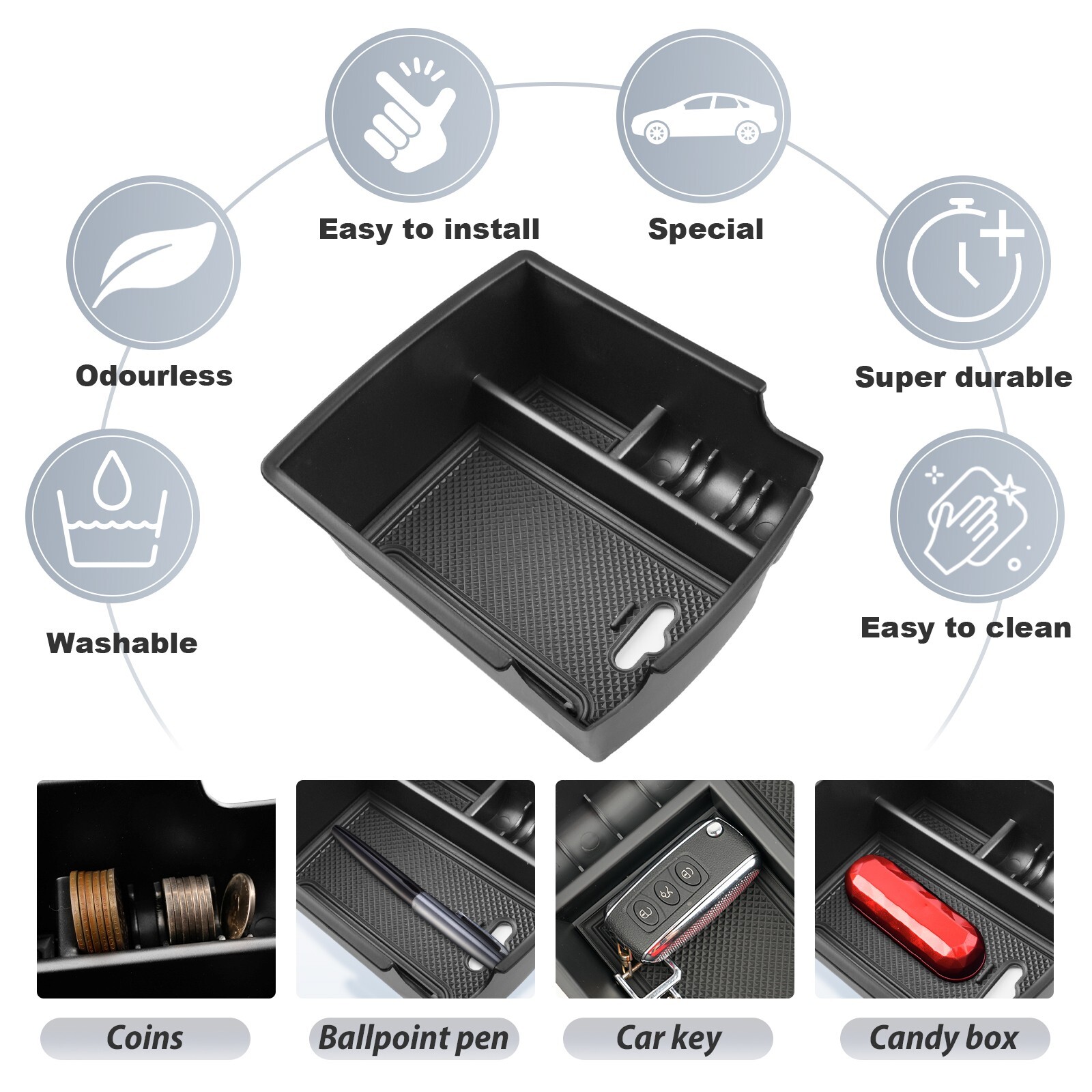 RUIYA Car Center Armrest Storage Tray Organizer Box For 2020-2024 Hyundai Venue