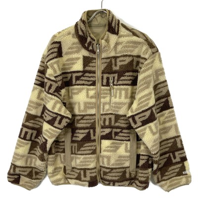 Supreme Geo Reversible WINDSTOPPER Fleece Jacket L Beige x brown