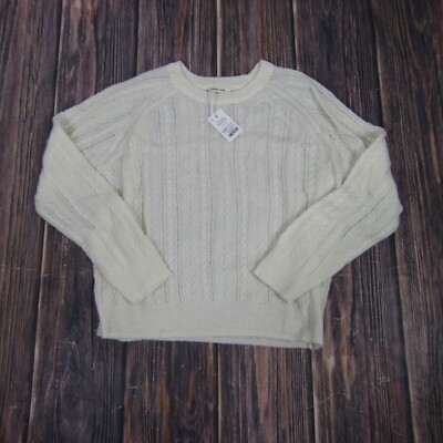 Marine Layer NEW NWT Womens Medium White Ashton Pointelle Sweater