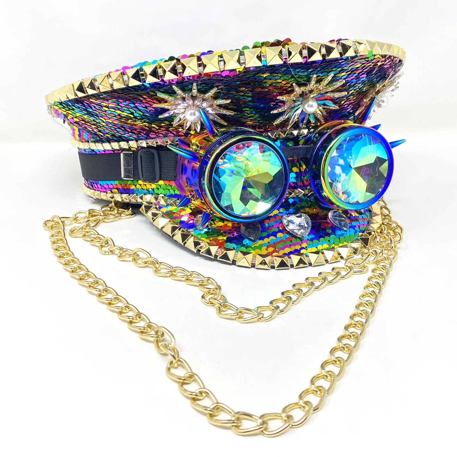 Steampunk RAVE Captain Style Luxury Women Girl Rhinestone