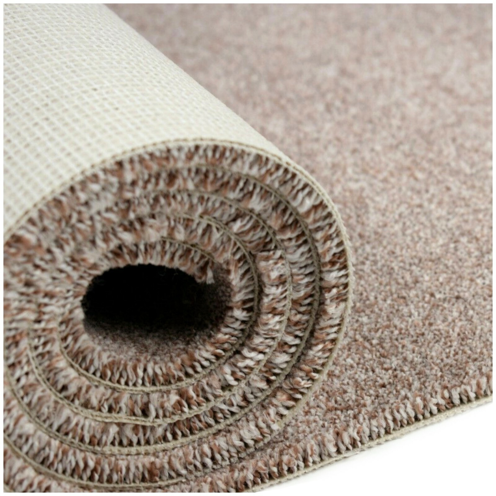 SOFT 10mm Thick Brown Beige Action Back 4m Wide Carpet Remnant/Roll End