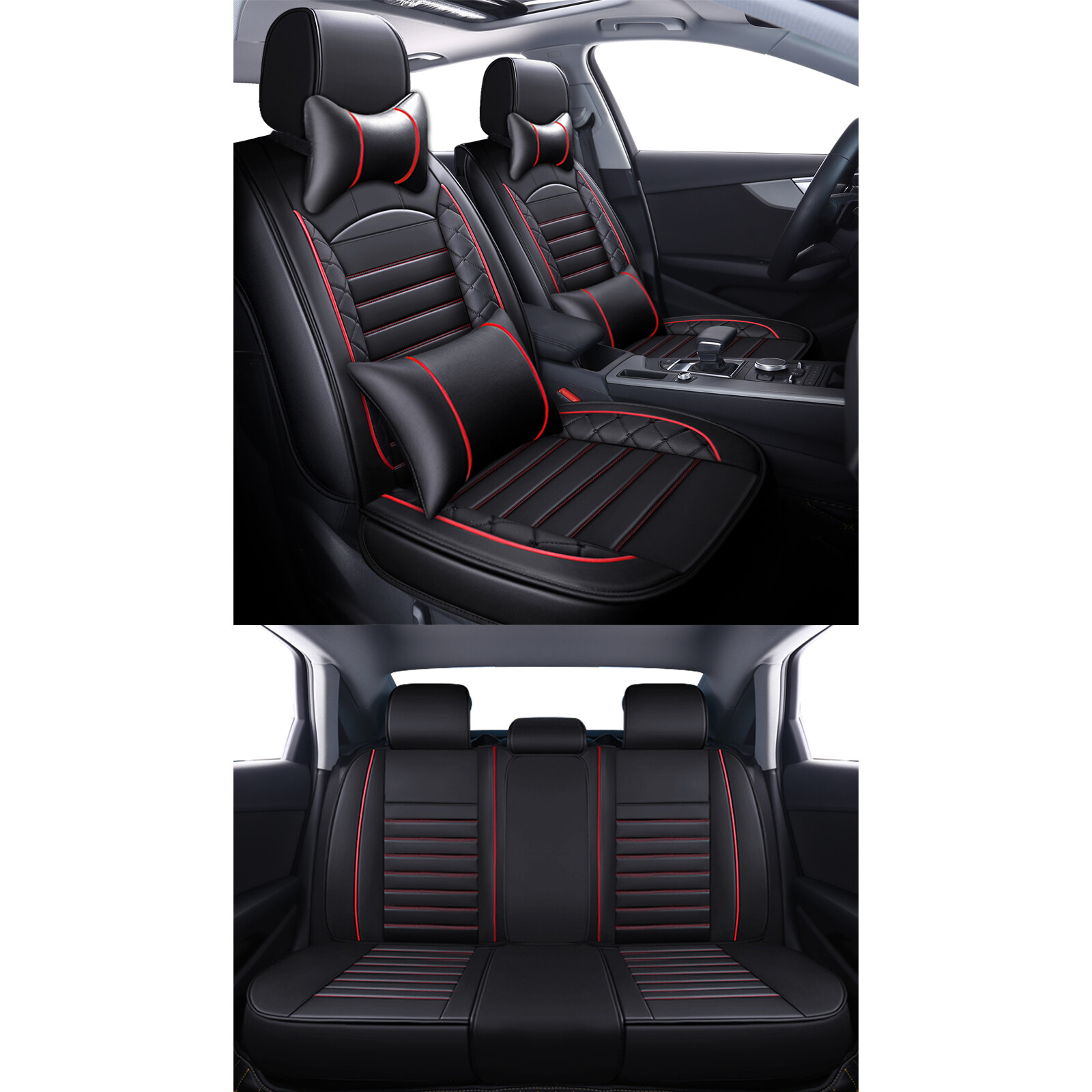 For Honda Civic Car Seat Covers Full Set 2/5Seater Front + Rear Cushion Leather eBay