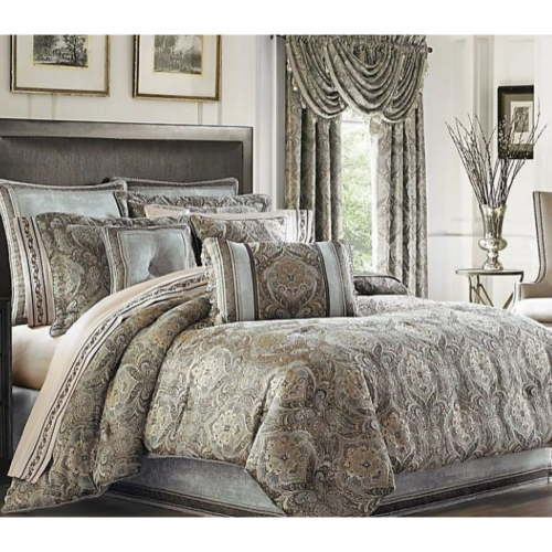 J Queen New York Provence King Comforter Set, Grey, King