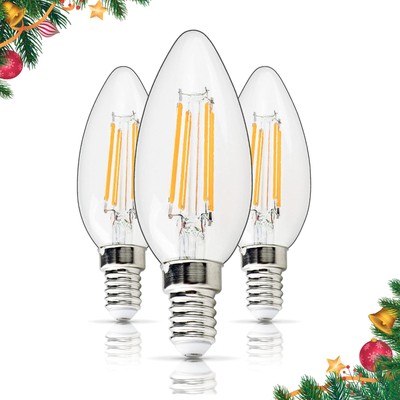 C35 4W LED Bulb E14 European Base (40 Watt Equivalent), 2700K Warm White, 450...