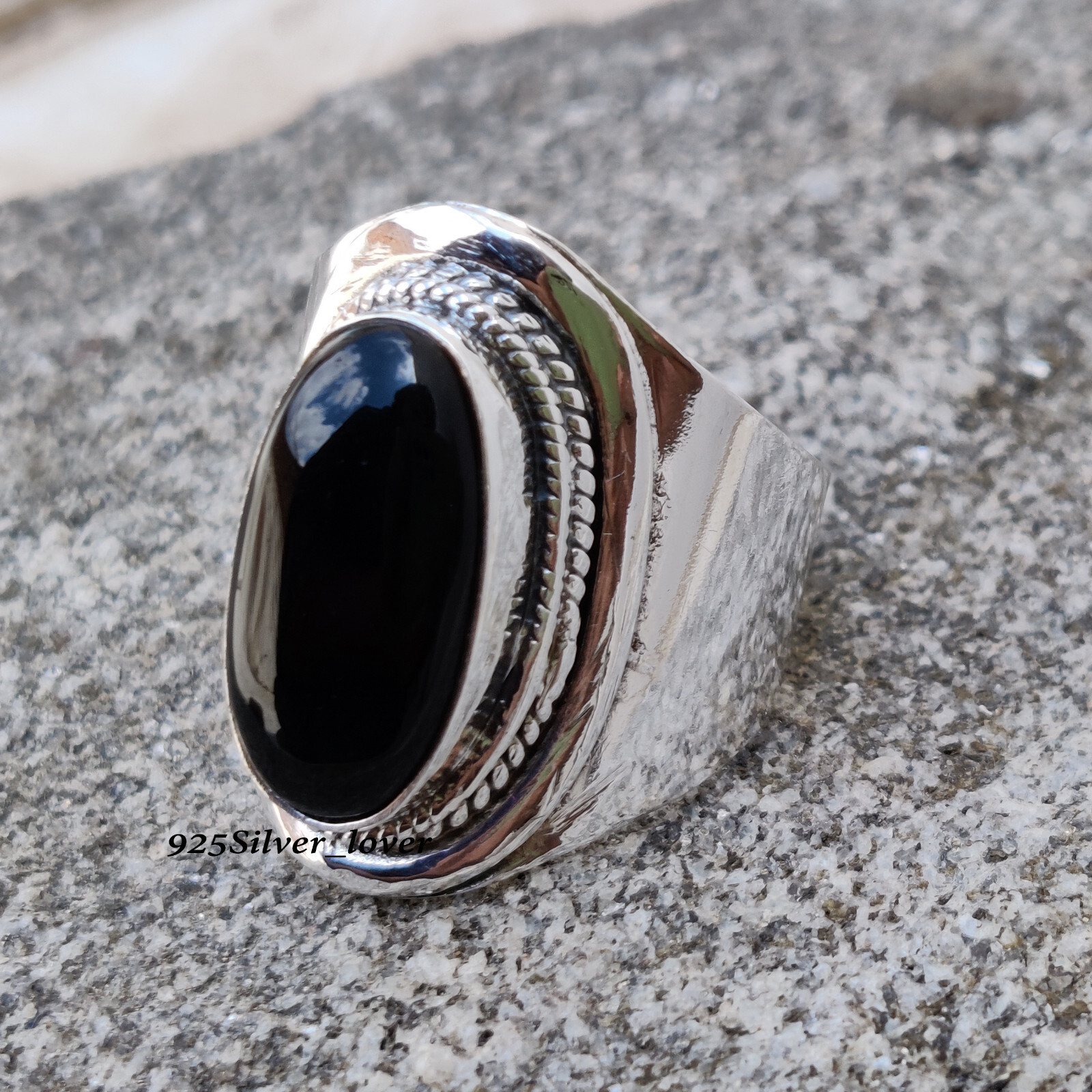 Black Onyx Gemstone 925 Sterling Silver Ring Valentine