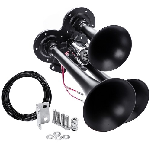 600DB Train Horn Super Loud 3 Trumpet Air Horn Kit For Semi Truck Boat Van Car