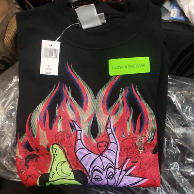 Vintage Glow Dark Disney Mickey Mouse & Maleficent Sweatshirt Heroes & Villains