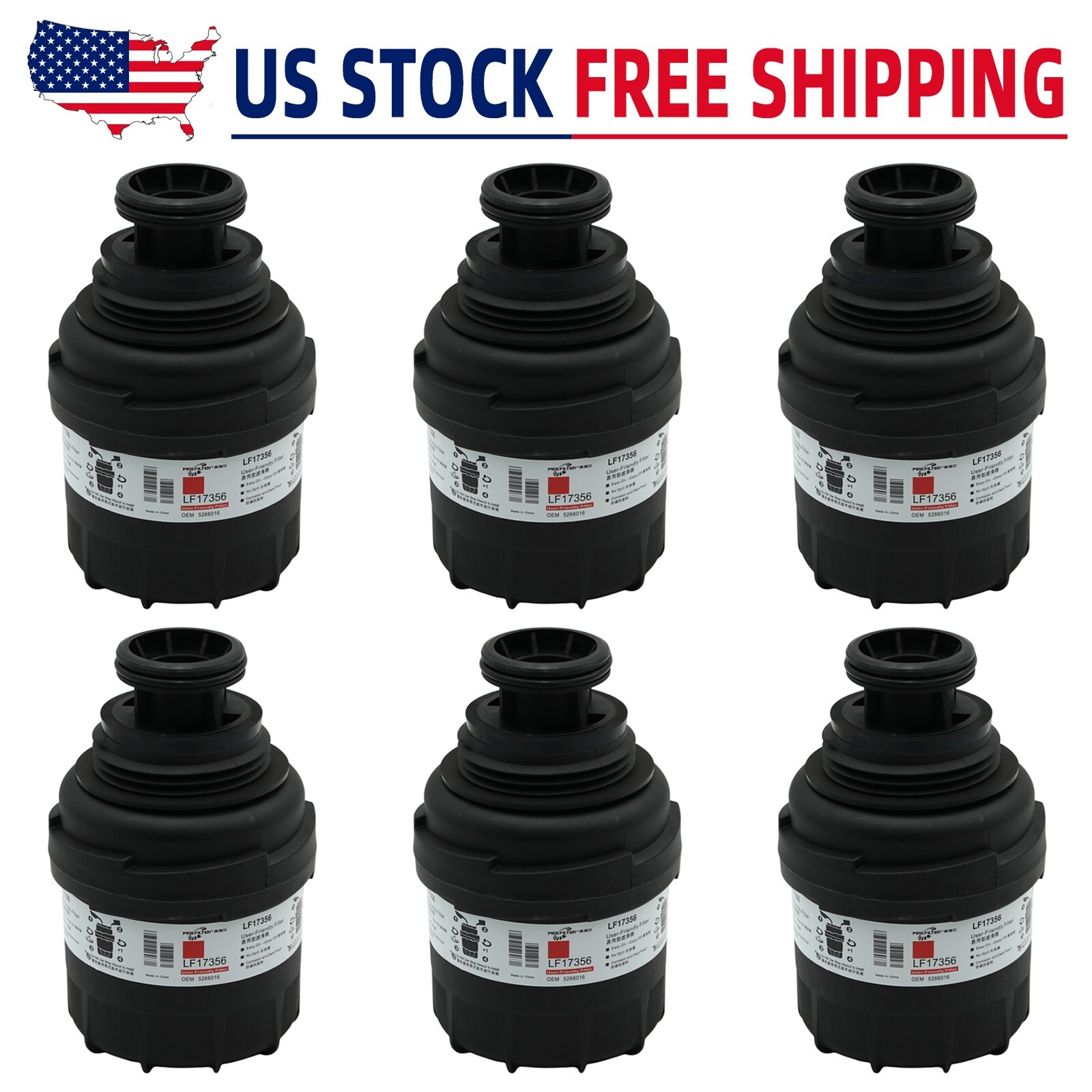 6×LLF17356 Oil Filter - For Foton Tunland 2.8L - For Cummins QSF