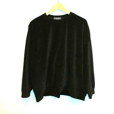 Primark Womens Velour Top Black Long Sleeve Casual Pullover Size Large 10 - 12