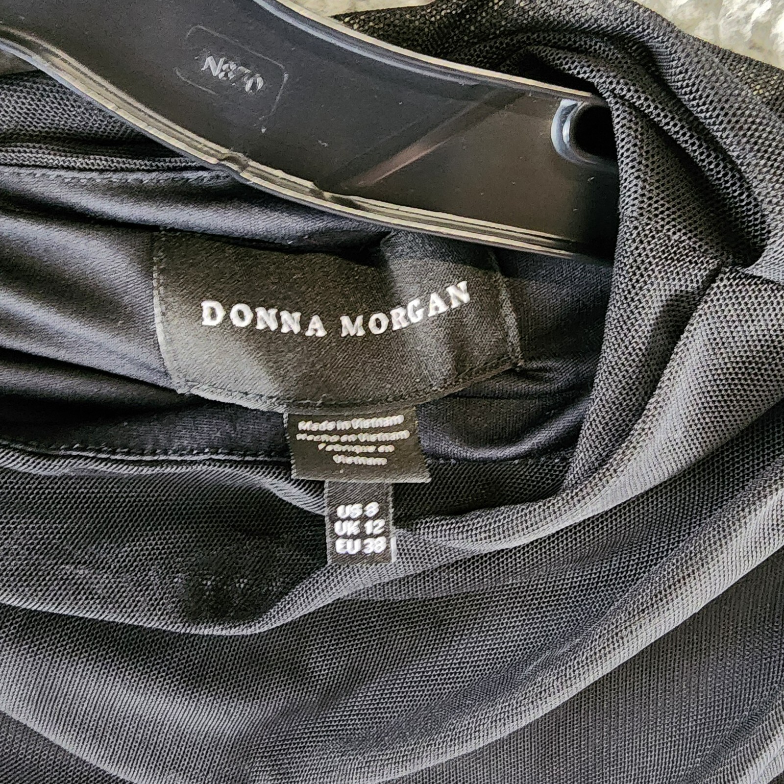 Donna Morgan Asymmetric Neck Side Pleat Maxi Dress Women's 8 Black Side Zipped - Picture 11 of 18