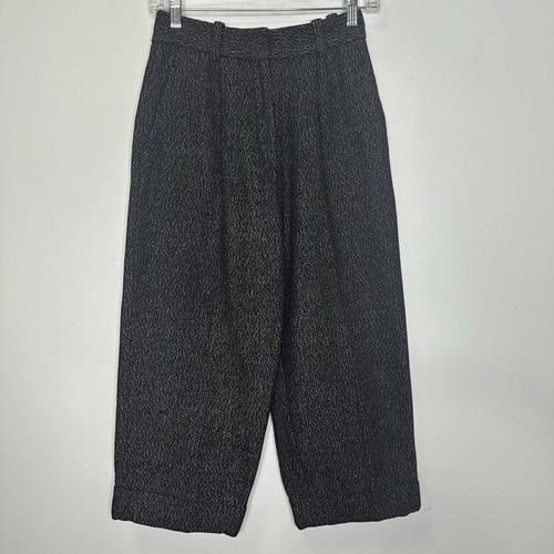 COS Women's Black Tweed Pleated Front Wool Blend Cropped