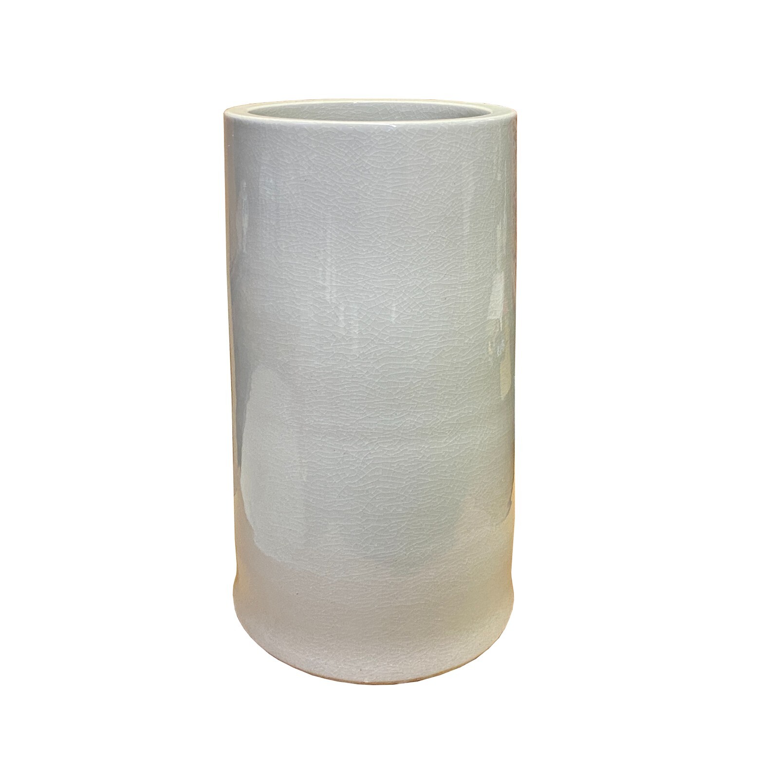 Chinese Off White Porcelain Crackle Pattern Column Vase Holder ws2727S Chinese Off White Porcelain Crackle Pattern Column Vase Holder ws2727S