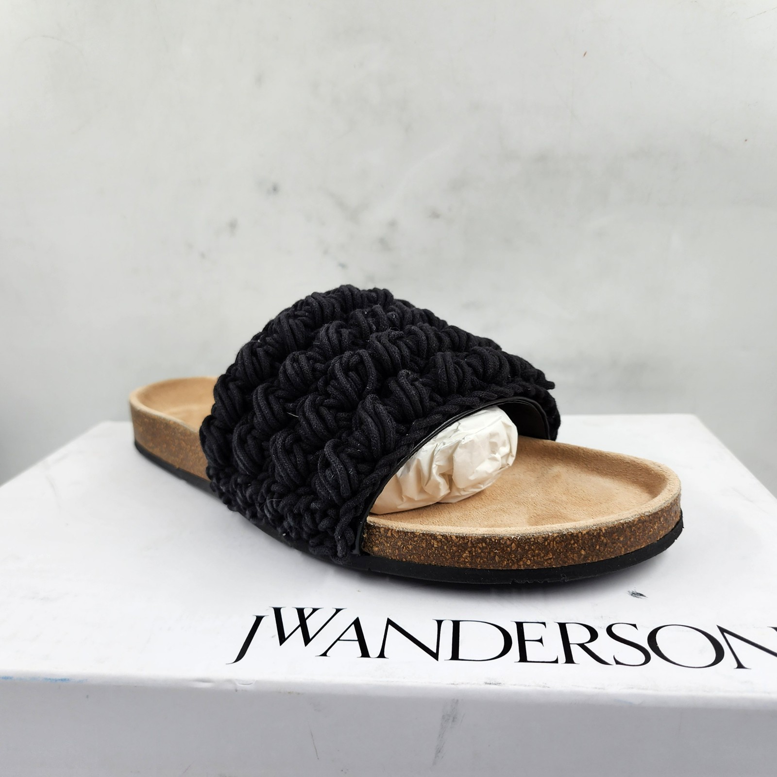 JW Anderson Popcorn Crochet Slip On Slide Sandals Men's 43/10US Black Open Toe - Picture 10 of 19