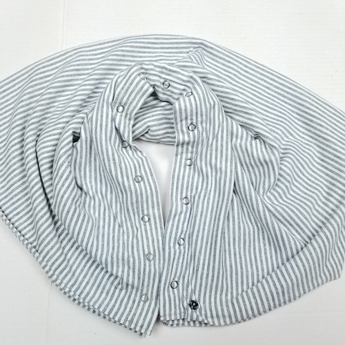 Lululemon Vinyasa Scarf Blurred Gray EUC Striped Snap Button Wrap