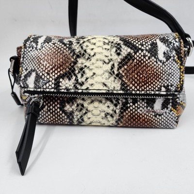 Calvin Klein Argo Mini Snakeskin Printed Flap Crossbody Purse Women's Multicolor