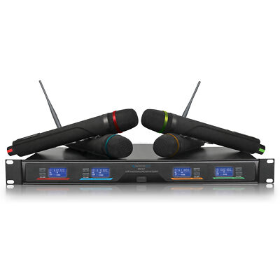 Technical Pro Professional UHF Quad Wireless Microphone System with LCD Display