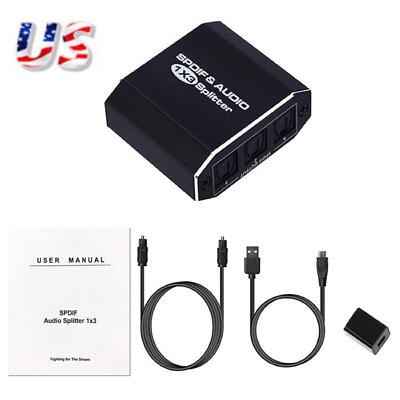 1 in 3 Out Aluminum Alloy Spdif Toslink Optical Digital Audio Splitter 1x3 H