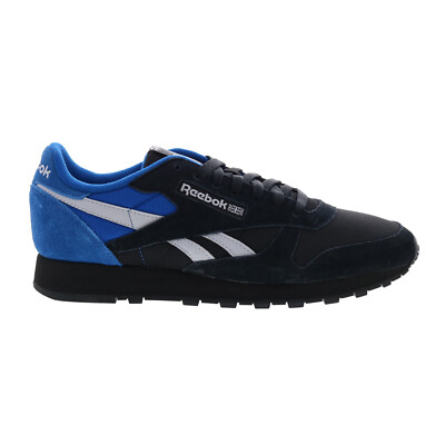 Reebok Classic Leather Mens Black Suede Lace Up Lifestyle Sneakers Shoes