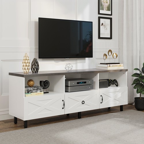 For Up To 70 Inch Farmhouse Entertainment Center With Storag