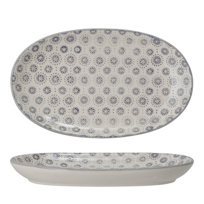 Frühstücksteller Teller 'Elsa' grau oval Dessertteller Landhaus Bloomingville