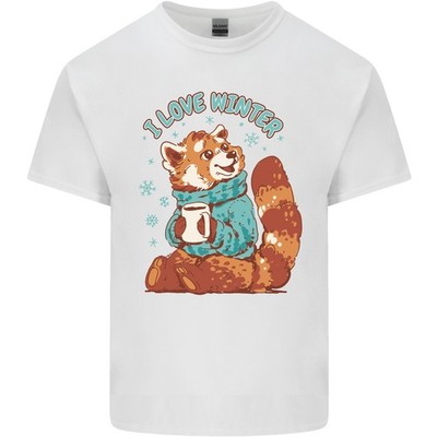 T-Shirt En Coton Léger Pour Hommes Red Panda Bear J'aime L'Hiver