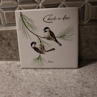 Chick A Dees 6'' Ceramic Bird Tile Screen Craft Robert Brooks Trivit Wall Hang