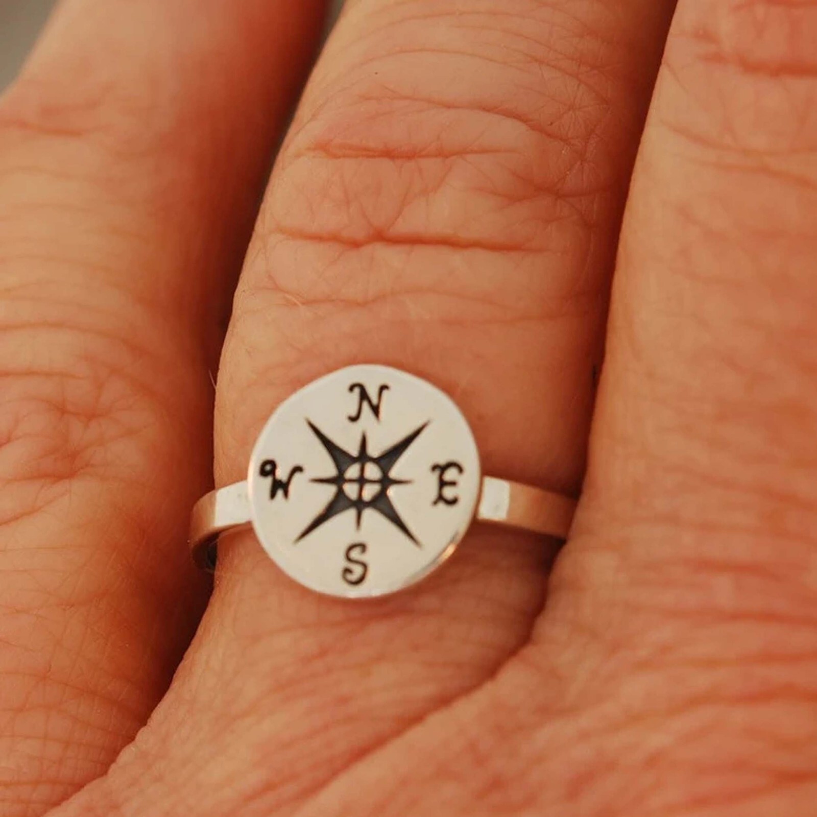 925 Sterling Silver Compass Journey Ring Custom Original