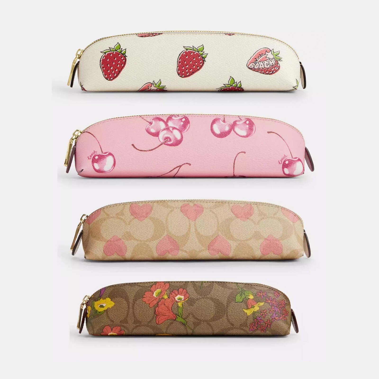 ポーチ COACH Pencil Case Signature Floral CR910 NWT Coach Pencil Case With Heart/Floral Print ( Choose one