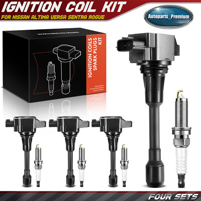 4x Ignition Coil & IRIDIUM Spark Plug Kit for Nissan Altima Sentra Rogue Versa