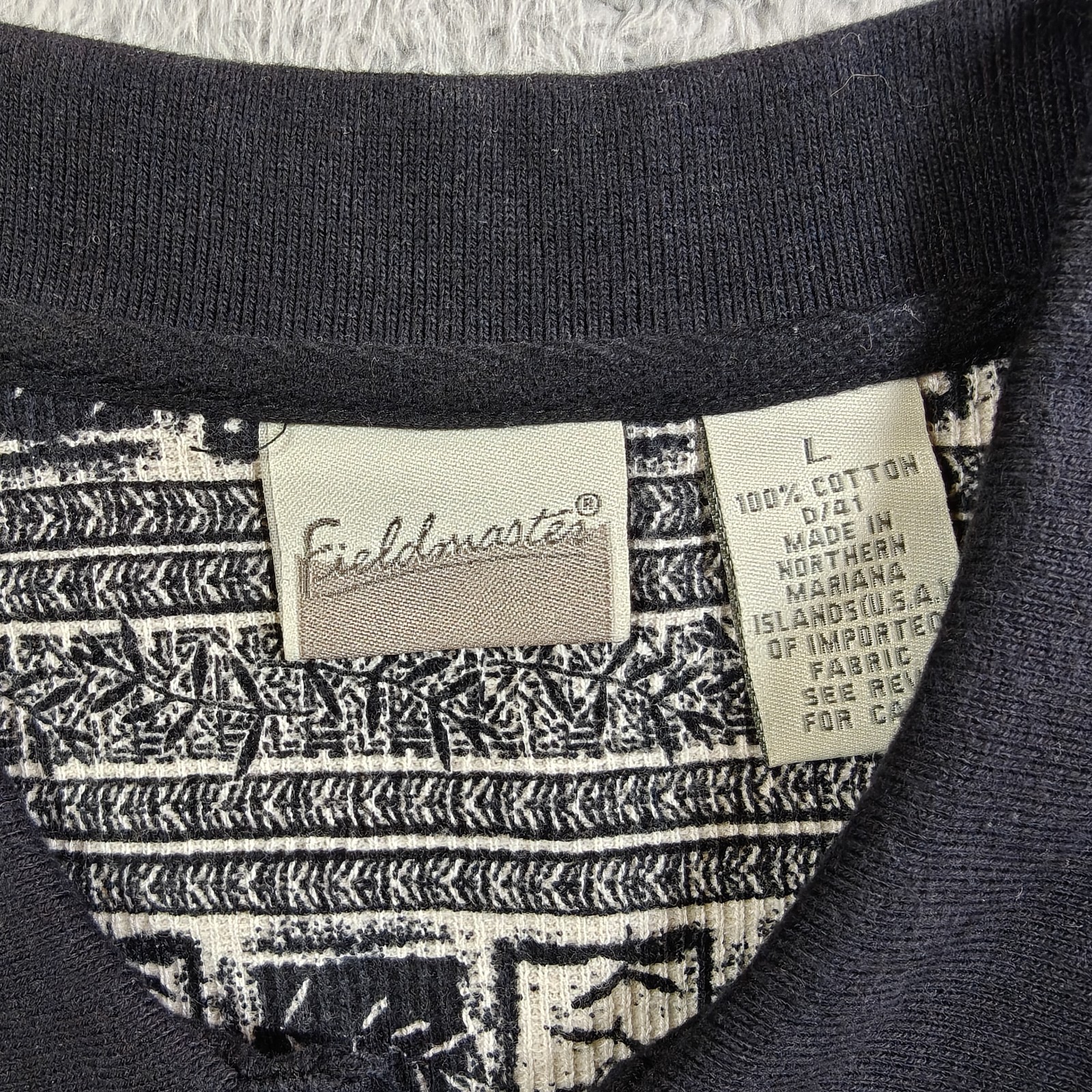 VTG 90s Fieldmaster Ribbed Polo Shirt Men L Boxy Fit Leaf Striped Nature Cotton