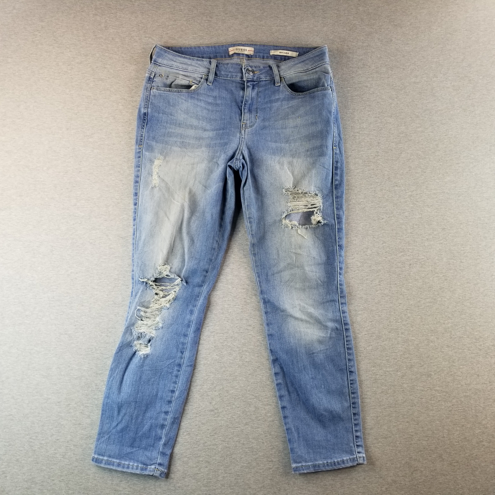 Guess Jeans Women's Sz 11 Blue Wash Stretch Sexy Curvy Indie Destressed