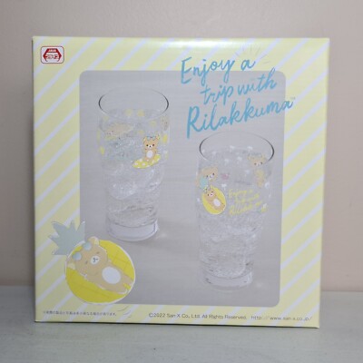 San-X Rilakkuma Summer Glass Tumblers Cups Glasses Yellow Version A From Japan