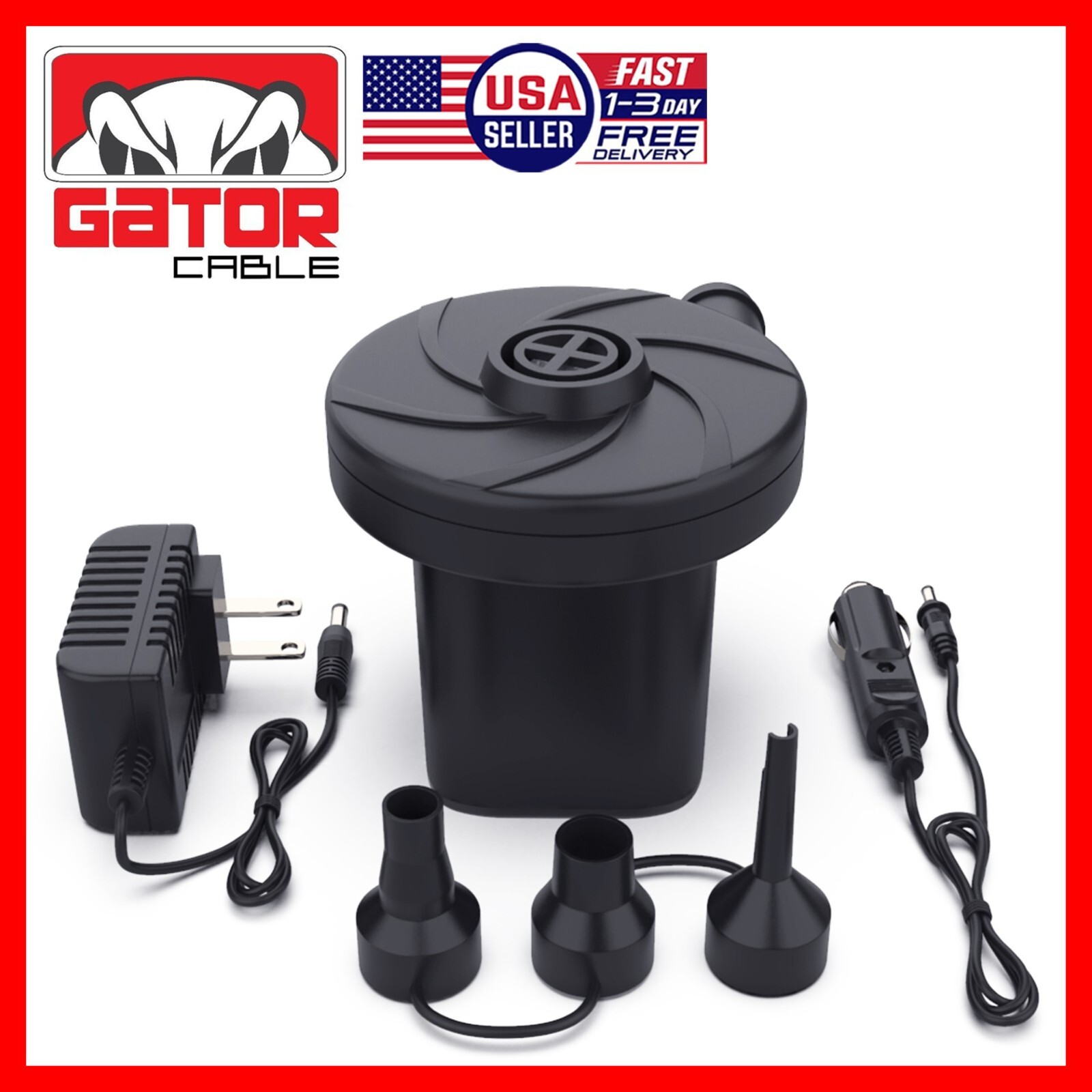 Electric Air Pump For Inflatable Pool Toys Air Mattress Camping Bed Car Portable