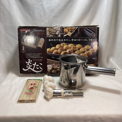Iwatani cassette gas takoyaki Party box bronze CB-TK-A Lot W/ Pourer & Oil Brush