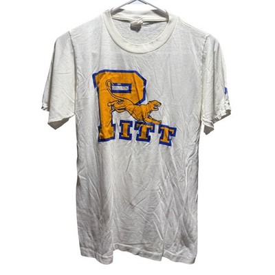 Vintage Pitt Panthers T-Shirt White University of Pittsburgh Graphic Tee Mens M