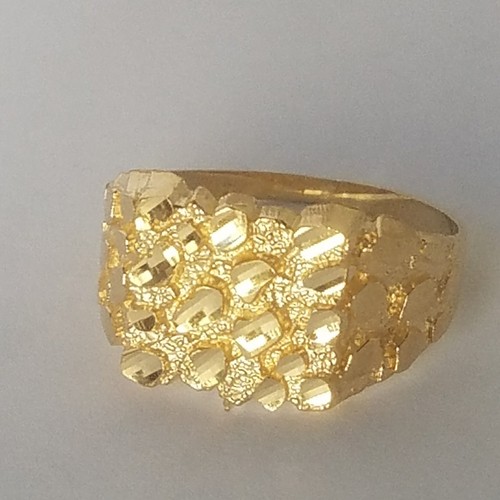 Pre-owned Handmade Man's Solid 14k Yellow Gold Nugget Ring S 9 10 11 12