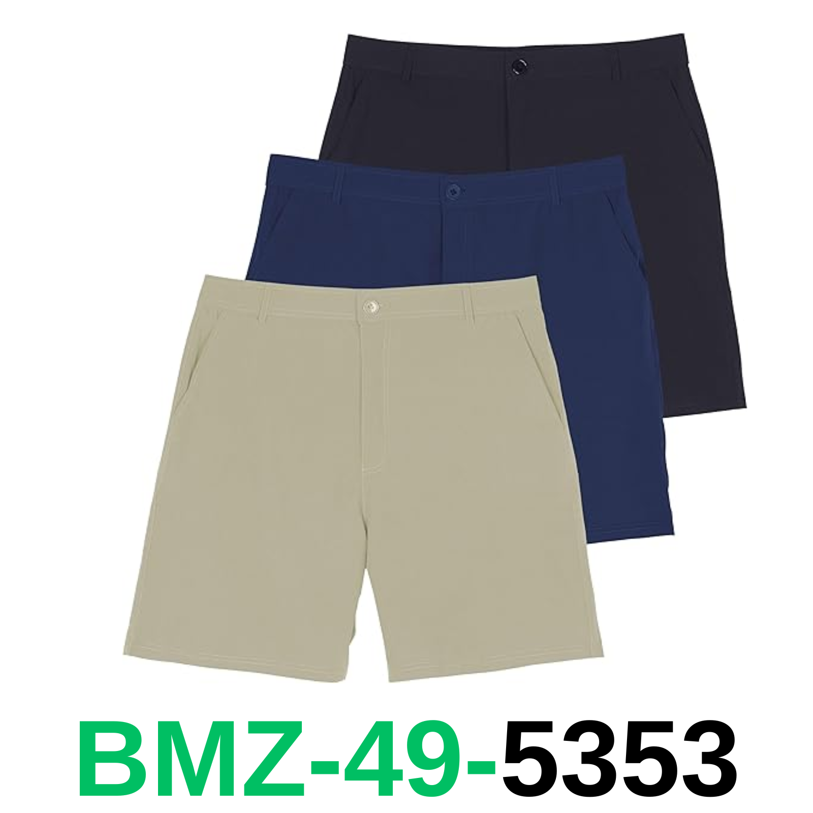 Real Essentials 3 Pack Mens 7 Inch Inseam Golf Shorts Flat Front SET 2 -XL