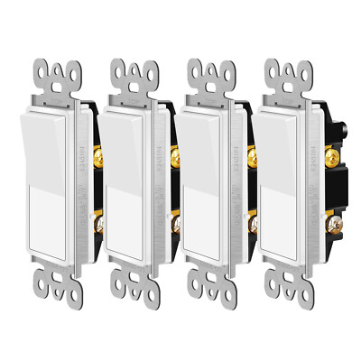 Rocker Paddle Light Switch 3-Way Control Electrical Home Switch Replacement 4PK