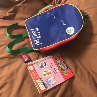 2002 vintage My First Leap Pad Leapfrog Learning System Backpack Carrier & Book