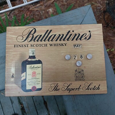 Rare Ballantines Finest Scotch Whiskey Desk Calender Sign  Tin 9 1/2'' BY 6 7/8'' 