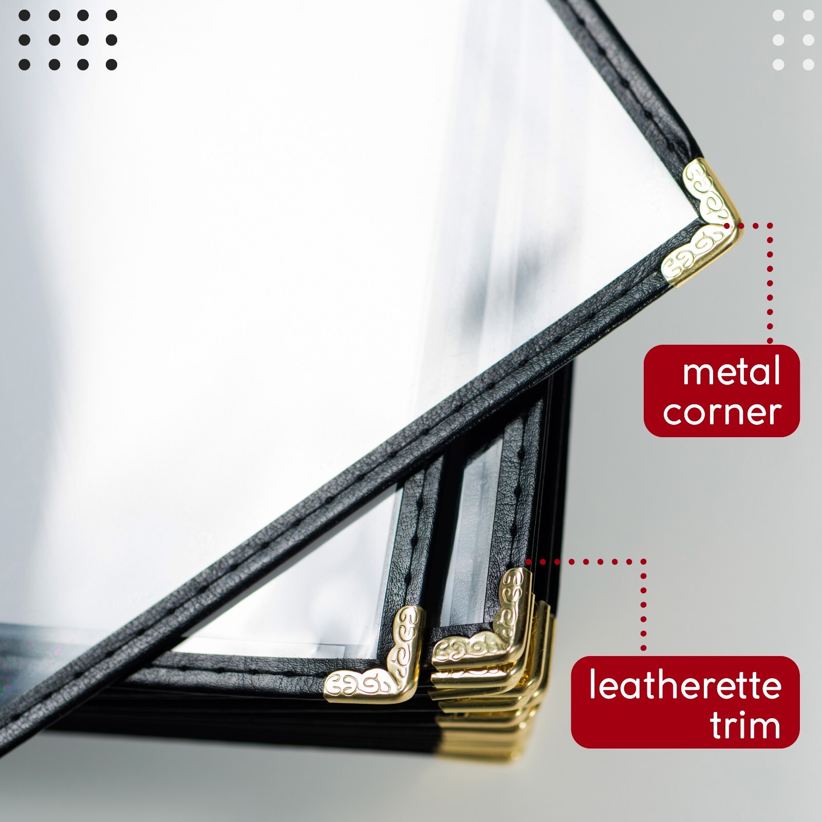 25 Pack Restaurant Menu Covers 8.5 x 11 Inches, Single Pocket Menu Cover 2 View