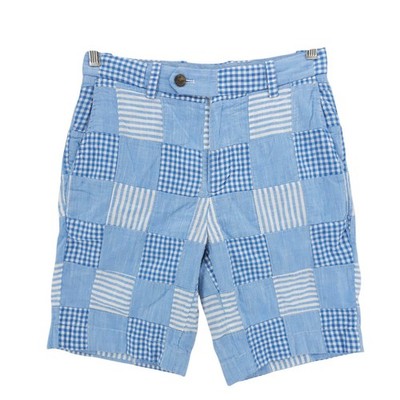Brooks Brothers Men's Blue & White Patchwork Plaid Shorts 100% Cotton SIZE 30