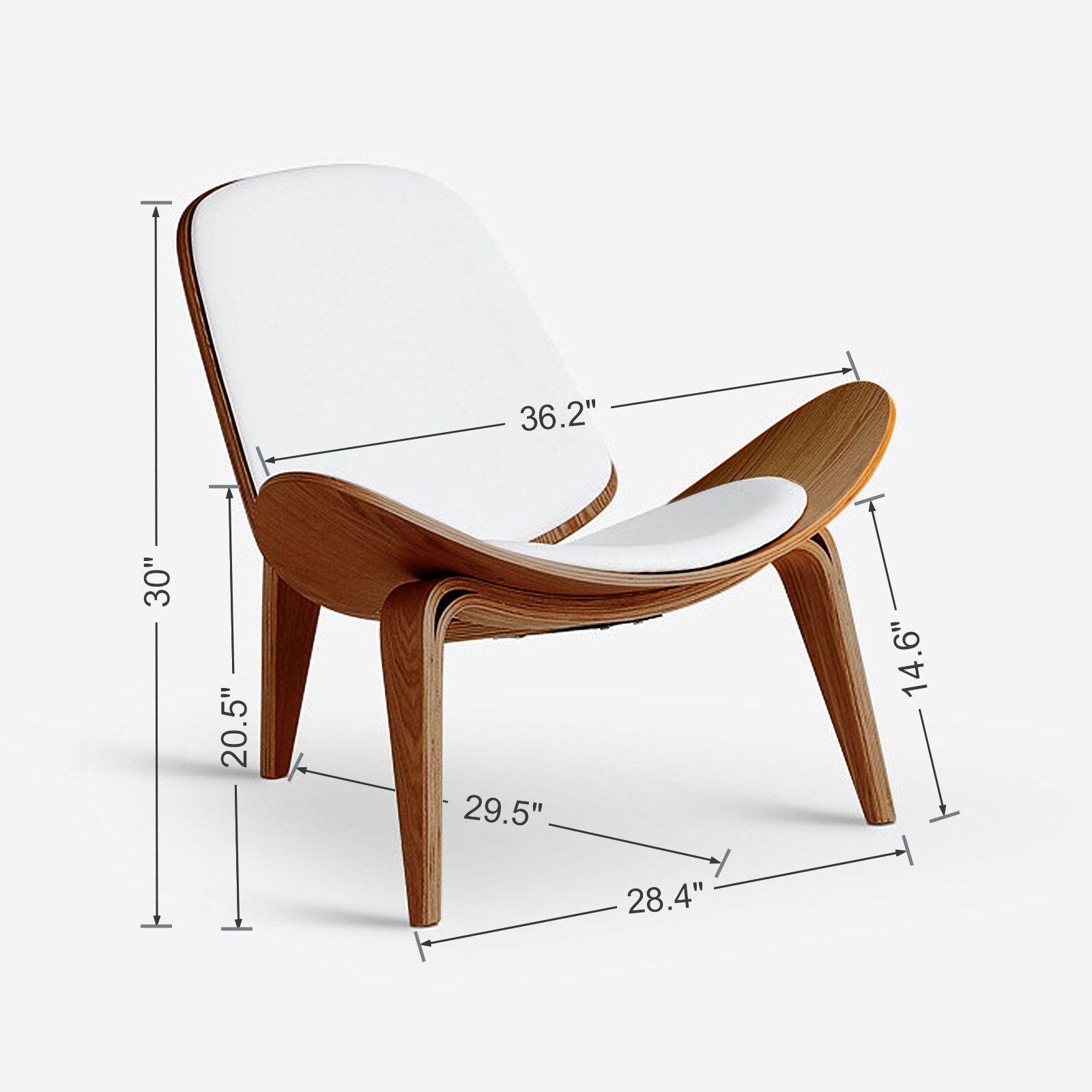 OAKHAM Comfy Shell Chair, Side Chair Accent Chair for Living Room, Light Walnut