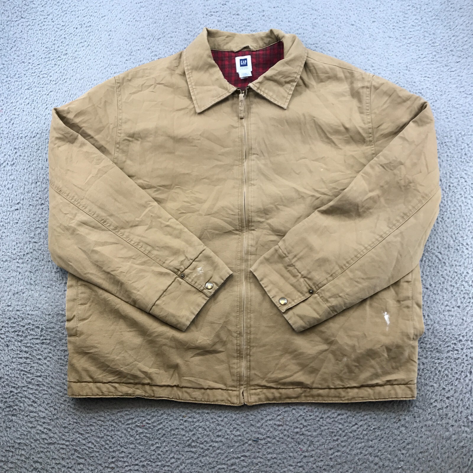 Vintage GAP Jacket Adult XL Beige Detroit Flannel Lined Full Vintage GAP Jacket Adult XL Beige Detroit Flannel Lined Full